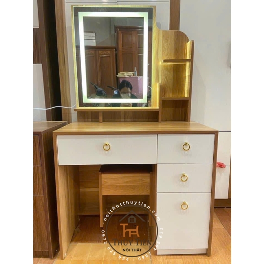 Bàn trang điểm MDF mẫu mới led và ko led kèm ghế