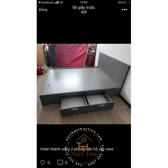 Giường ngủ mdf lõi xanh chống ẩm có hộc kéo