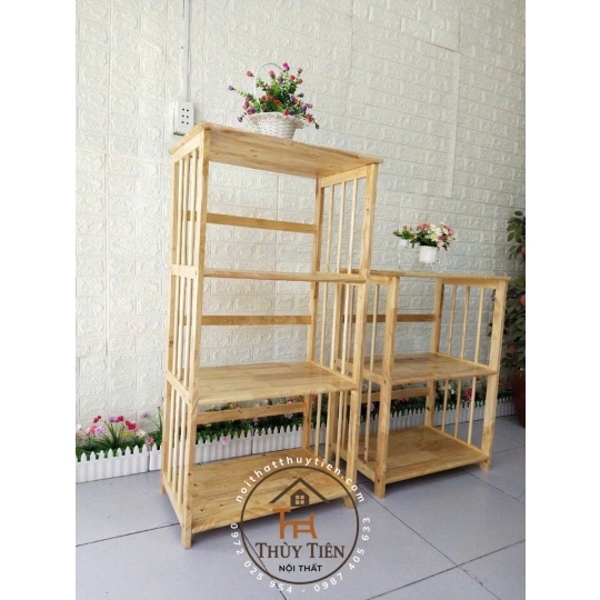 Kệ lò viba gỗ cao su tự nhiên 3 tầng, 4 tầng, 5 tầng