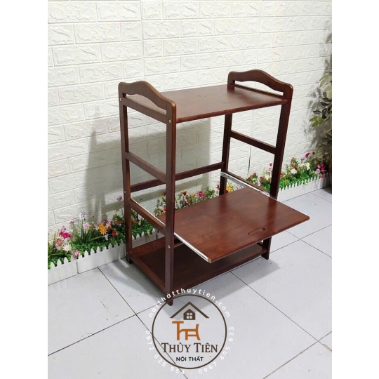 Kệ lò vi sóng 3 tầng gỗ cao su tự nhiên