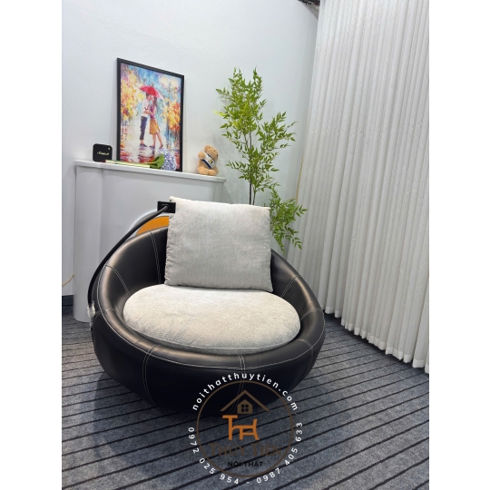 Ghế Sofa Đơn Xoay 360 Độ Cao Cấp - Ghế Sofa Lười Bọc Da Kiểu Dáng Hiện Đại Decor Studio, Cửa Hàng