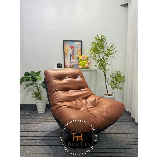 Ghế thư giãn 𝐍𝐨𝐫𝐝𝐢𝐜 cao cấp bọc da êm ái, ghế xoay đọc sách phòng khách, decor phòng ngủ