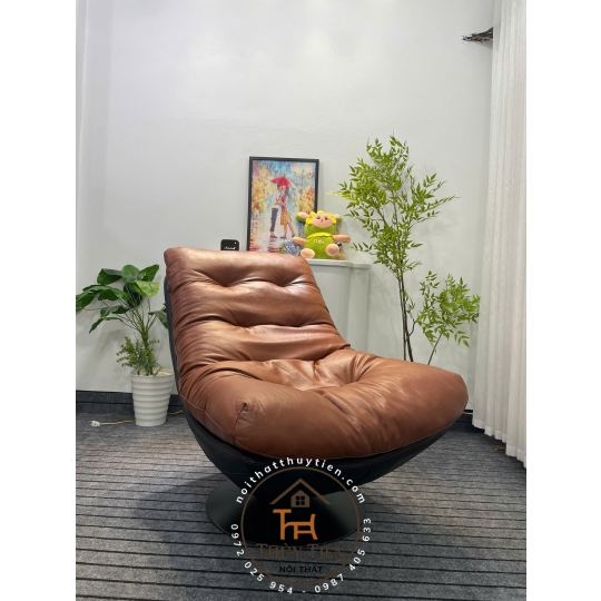 Ghế thư giãn 𝐍𝐨𝐫𝐝𝐢𝐜 cao cấp bọc da êm ái, ghế xoay đọc sách phòng khách, decor phòng ngủ