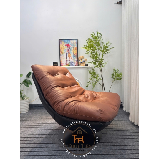 Ghế thư giãn 𝐍𝐨𝐫𝐝𝐢𝐜 cao cấp bọc da êm ái, ghế xoay đọc sách phòng khách, decor phòng ngủ