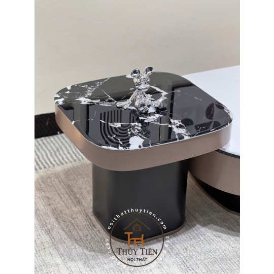 Bàn Sofa- Bàn trà nhập khẩu mặt kính công nghệ vân đá hiện đại phù hợp cho phòng khách