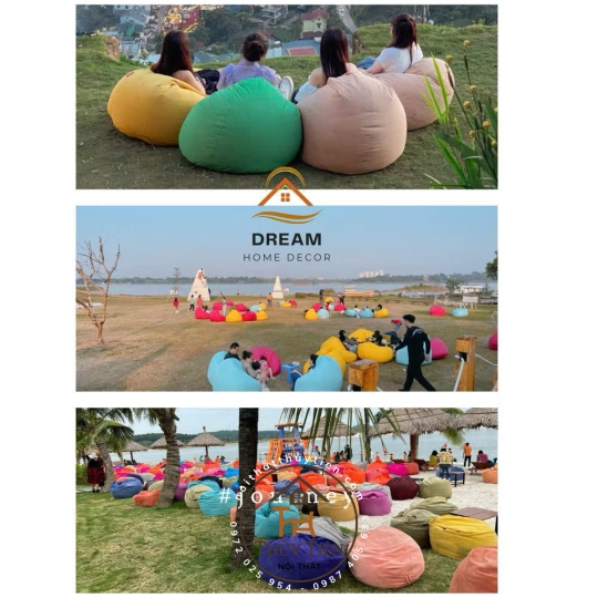 Ghế lười hạt xốp vỏ ghế chất liệu vải kate chống thấm cao cấp size lớn nhiều màu sắc