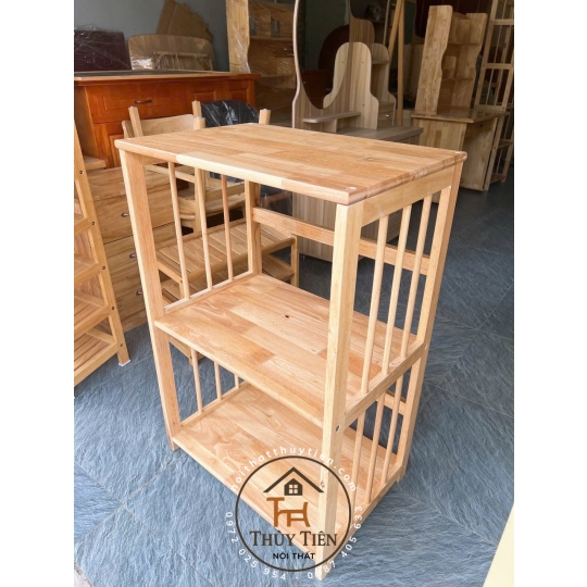 Kệ lò viba gỗ cao su tự nhiên 3 tầng, 4 tầng, 5 tầng