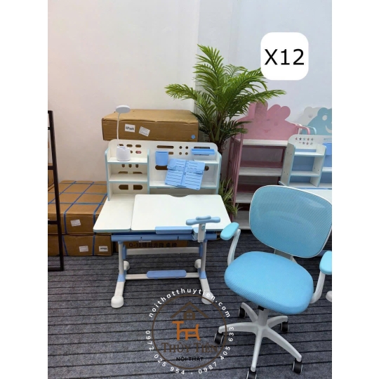 Bộ bàn học X12, kích thước: 60*80 * Bàn và ghế nâng hạ cao thấp