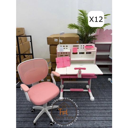 Bộ bàn học X12, kích thước: 60*80 * Bàn và ghế nâng hạ cao thấp